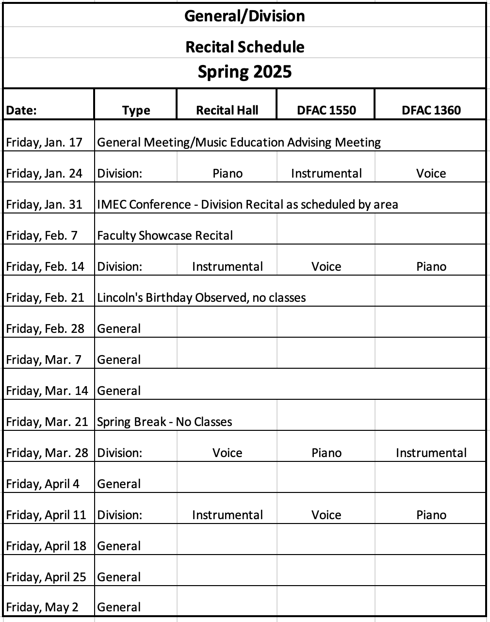 Pennwest Spring 2025 Calendar